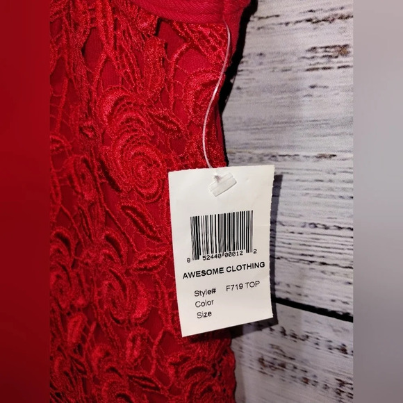 Awesome Lace Crop Tank Red size XL Vintage Deadstock Y2K 90s NWT - Picture 3 of 7